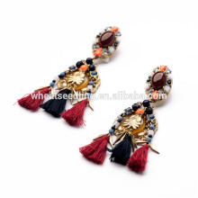 top brand gorgeous beads high class frame silk thread earrings